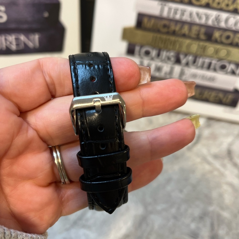 Olevs Automatic Skeleton Watch Black Leather Strap - image 4